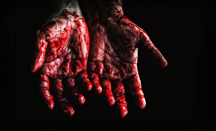 Black Background Bloody Hands Wallpaper