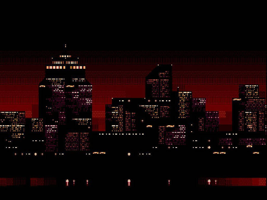 Black Buildings 8 Bit Wallpaper