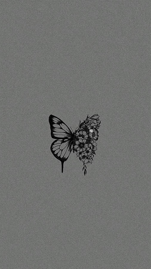 Black Butterfly With Flowers On Wings Wallpaper