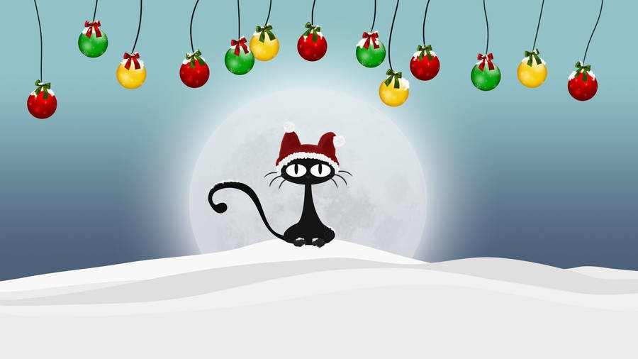 Black Cat Funny Christmas Wallpaper