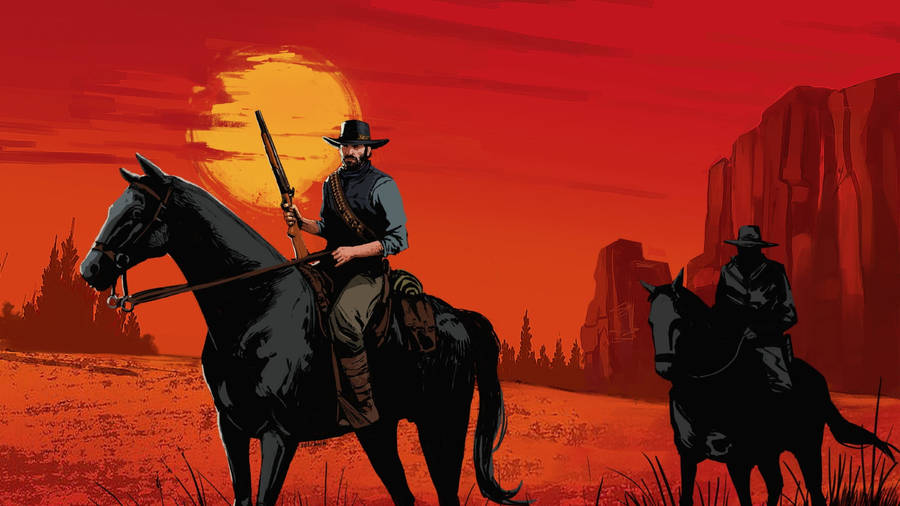 Black Cowboys And Horses Wallpaper