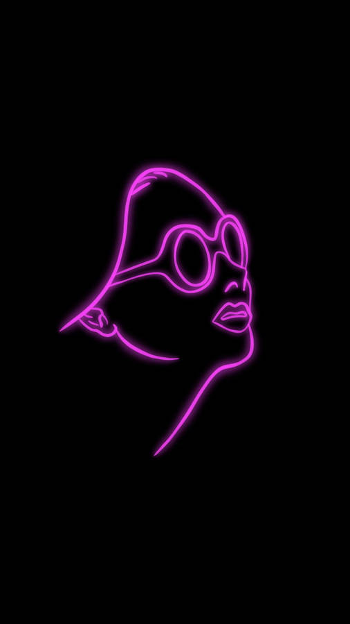 Black Cute Girly Neon Face Wallpaper