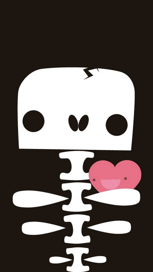 Black Cute Girly Skeleton And Heart Wallpaper