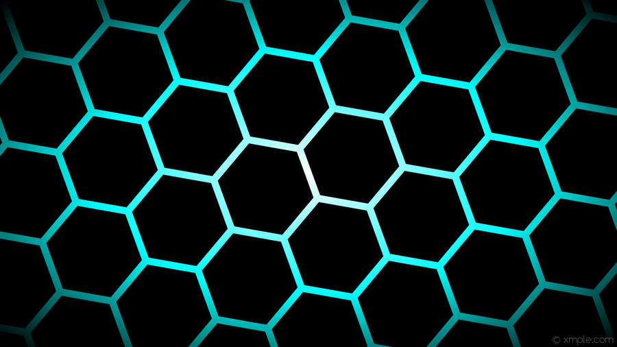 Black Cyan Hexagon Pattern Wallpaper