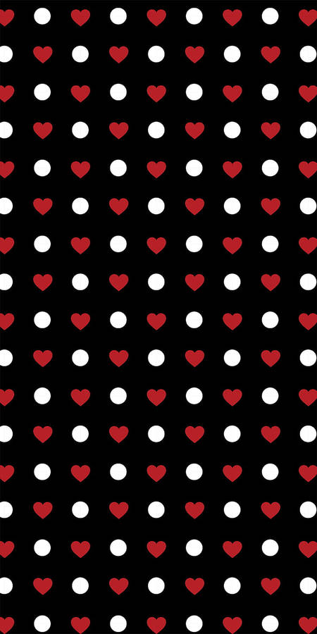 Black Dot Iphone Red Hearts Wallpaper