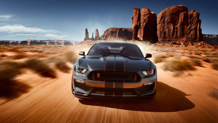 Black Ford Mustang Hd In The Desert Wallpaper