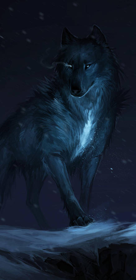 Black Galaxy Wolf Art Wallpaper