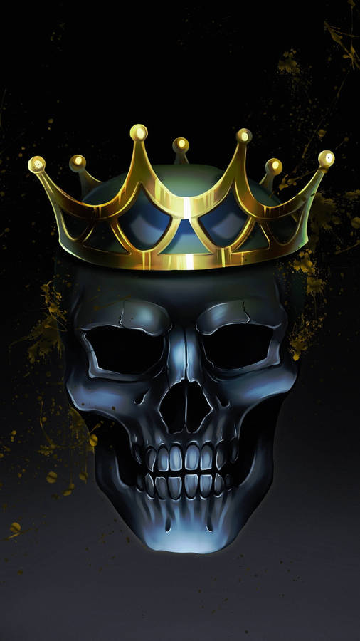 Black Gangster Skull With Crown Wallpaper