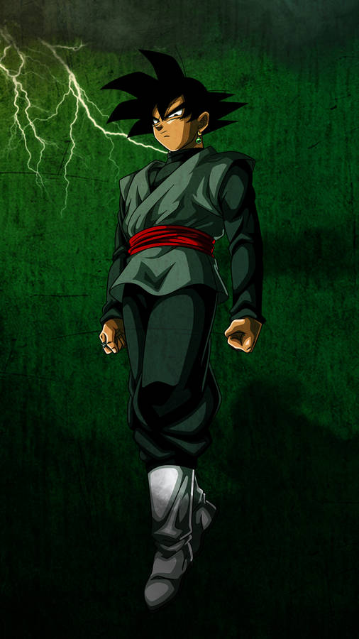 Black Goku In Green Aura - Anime Phone Wallpaper Wallpaper