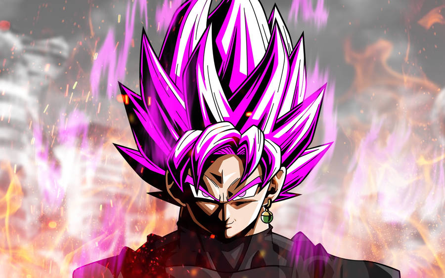 Black Goku Rose 4k Pink Orange Energy Wallpaper