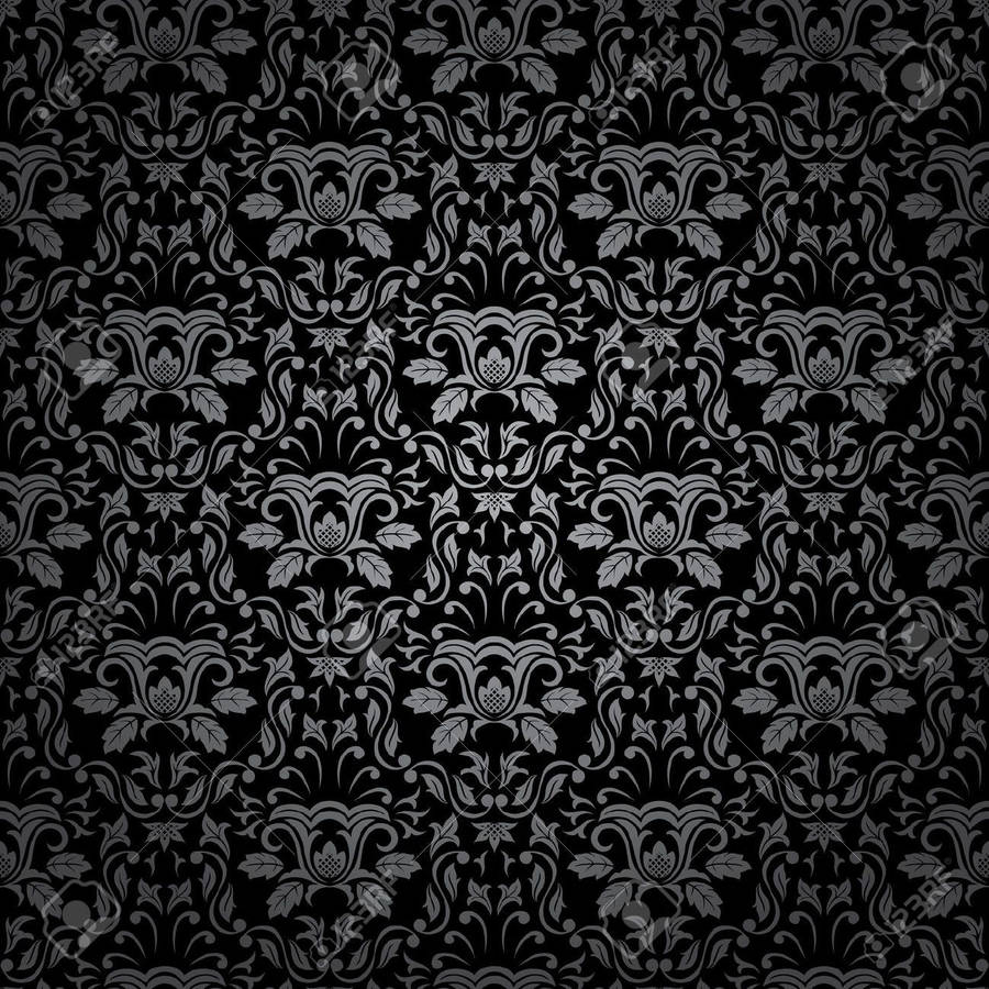 Black Gothic Floral Pattern Wallpaper