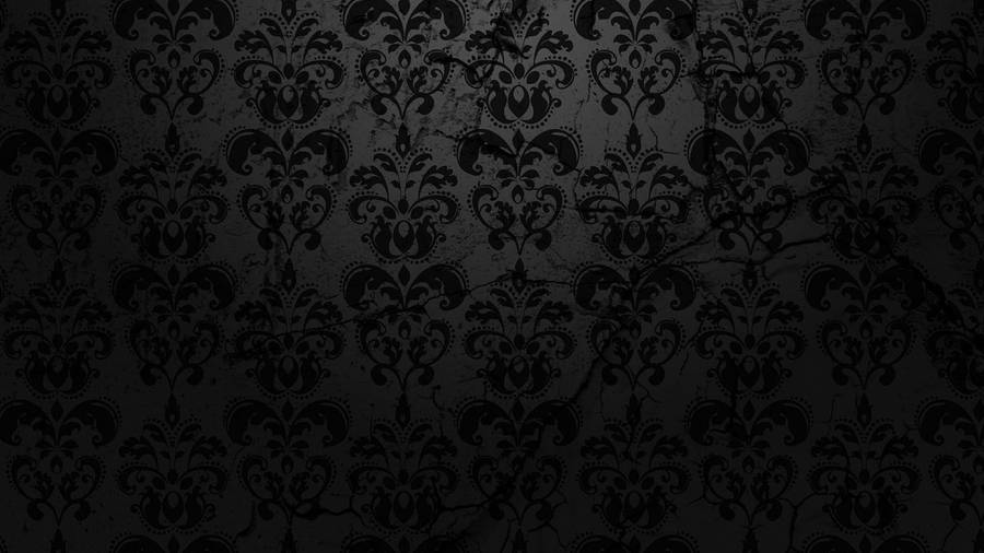 Black Gothic Paisley Floral Pattern Wallpaper