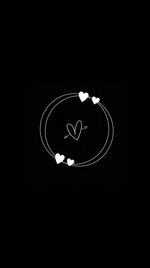 Black Heart With Hearts Around Wallpaper