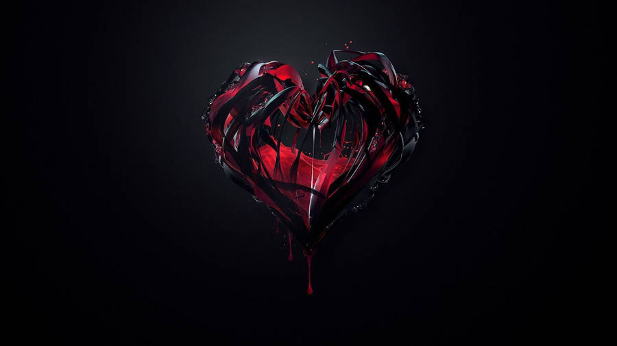 Black Heart With Red Liquid Wallpaper