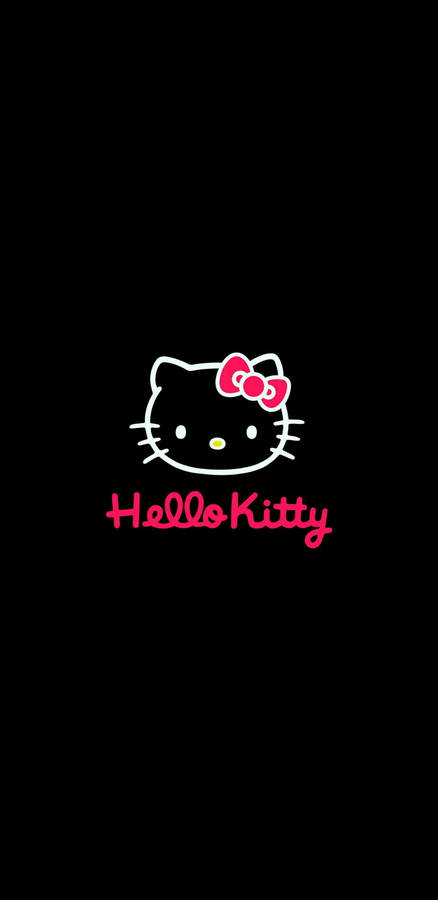 Black Hello Kitty Face Outline Wallpaper