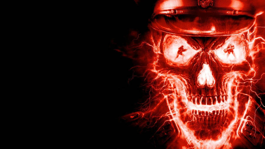 Black Horror Skull On Fire Wallpaper