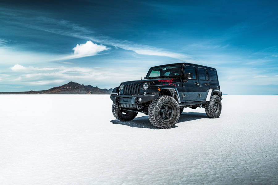 Black Jeep Snow Field Wallpaper