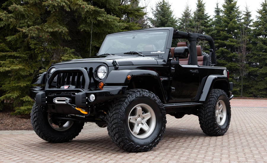 Black Jeep Wrangler Five Spokes Wheel Wallpaper