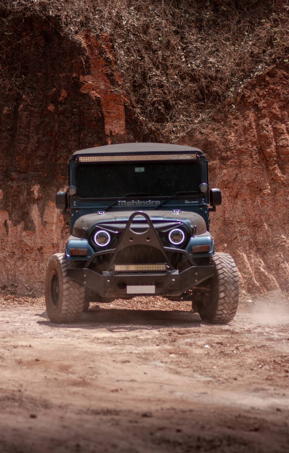 Black Jeep Wrangler With Blue Headlights Wallpaper