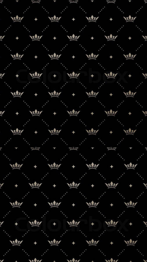 Black King Crown Pattern Wallpaper