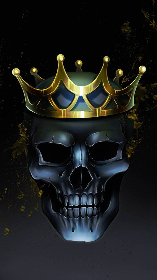 Black King Skull Wearing Crown Wallpaper