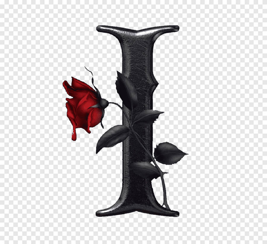 Black Letter I With Red Rose Wallpaper