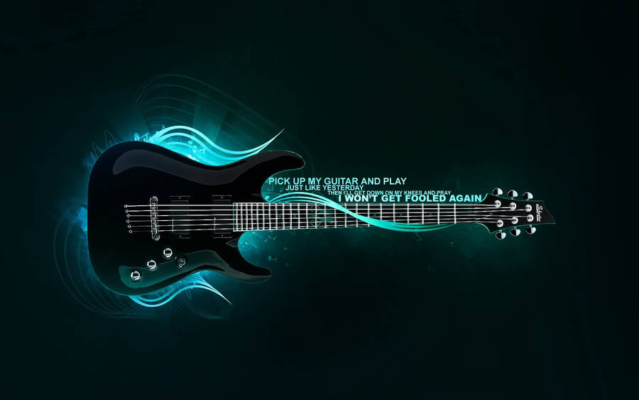 Black Luminous Electric Guitar Wallpaper