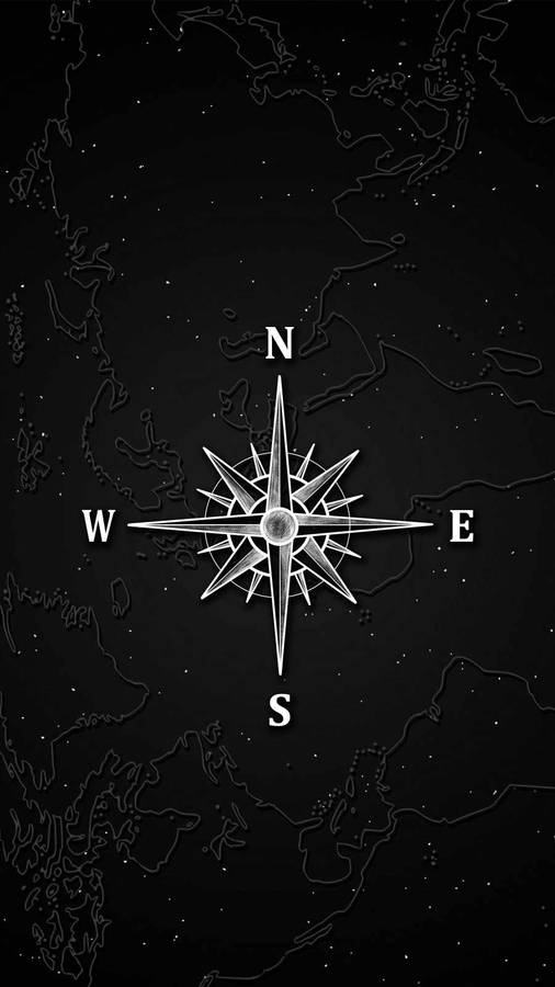 Black Minimalist Compass Rose Wallpaper