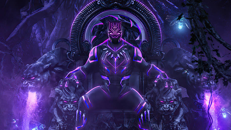 Black Panther In Throne Wallpaper