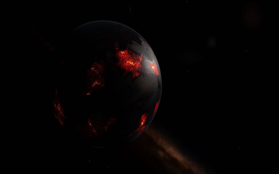 Black Planet With Magma Wallpaper