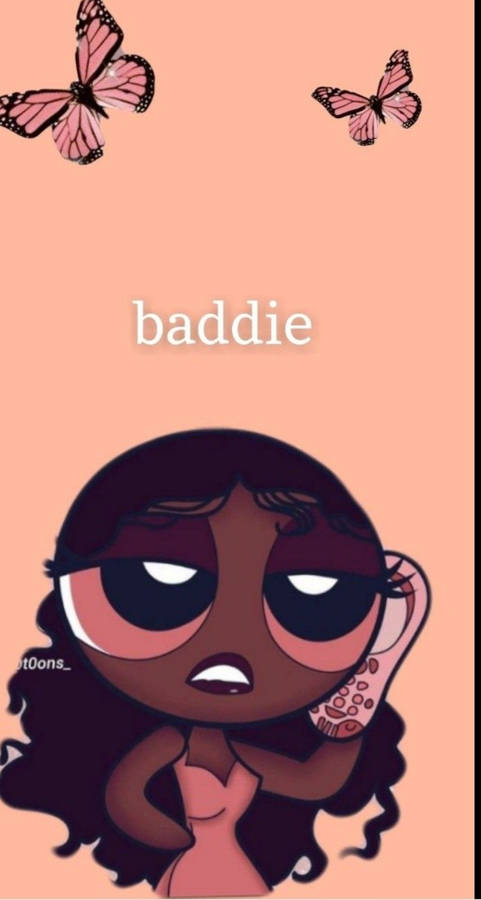 Black Powerpuff Girls Baddie Butterfly Backdrop Wallpaper