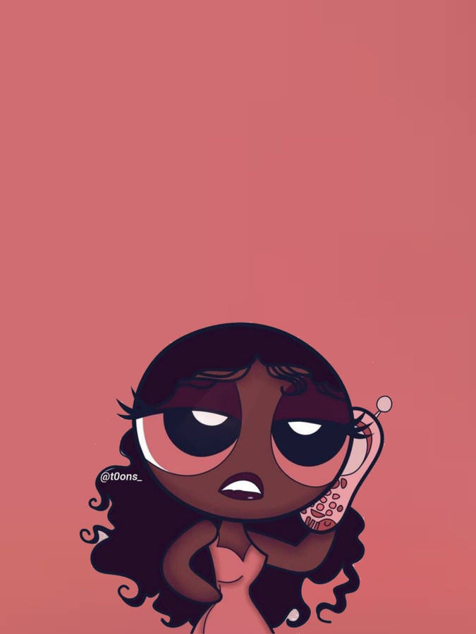 Black Powerpuff Girls Sleek Curly Ponytail Wallpaper