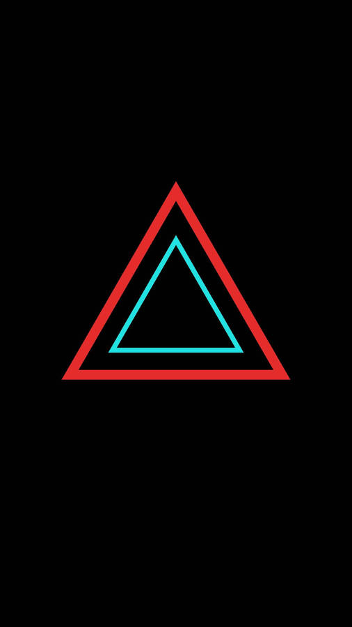 Black Pyramid Neon Red Blue Light Wallpaper