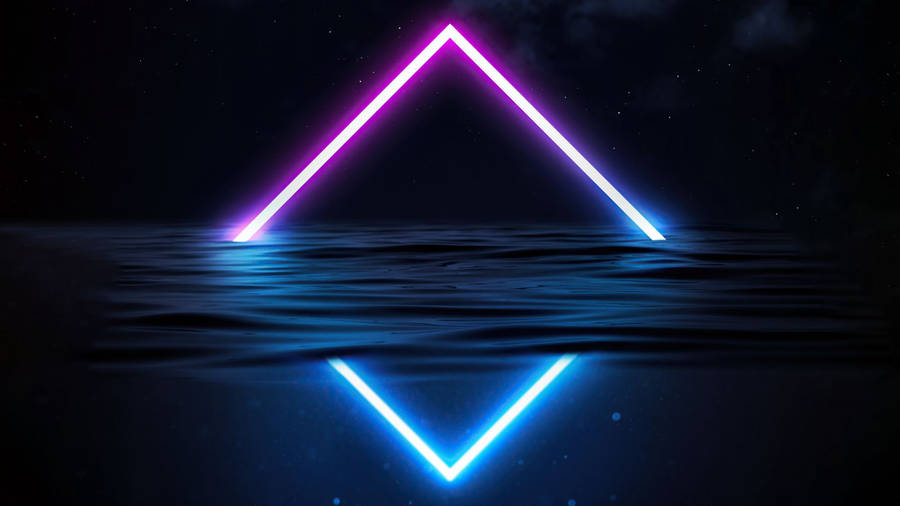 Black Pyramid Neon Retro Wave Outline Wallpaper