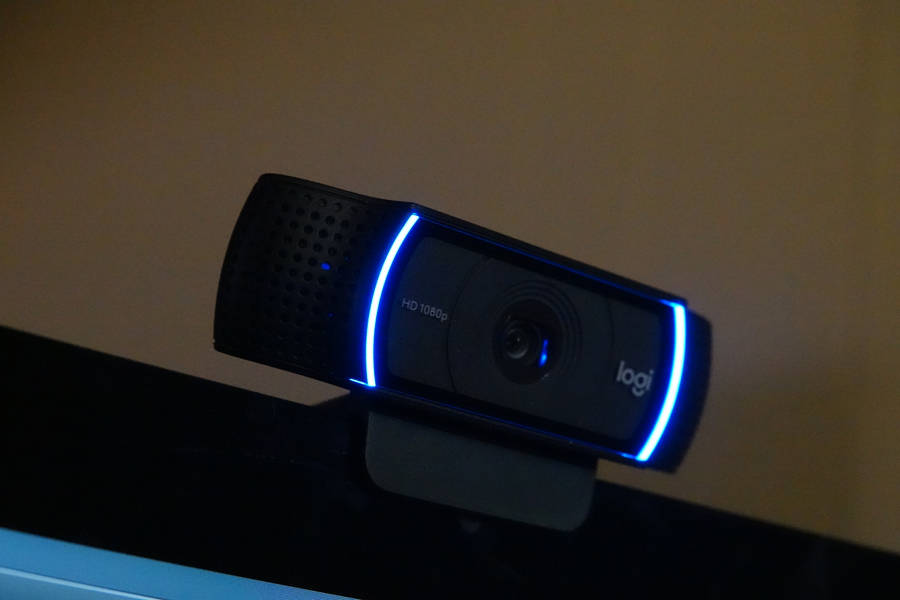 Black Rectangle Webcam With Blue Light Wallpaper