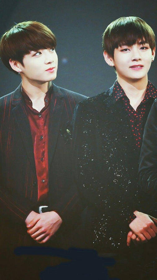 Black Red Suit Taekook Bts Wallpaper