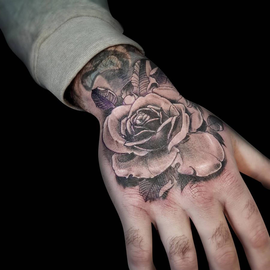 Black Rose Tattoo On Hand Wallpaper