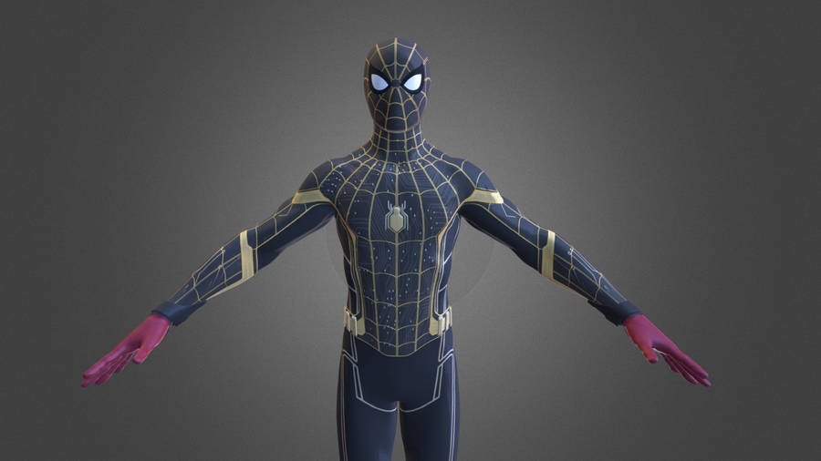 Black Spiderman T-pose Wallpaper