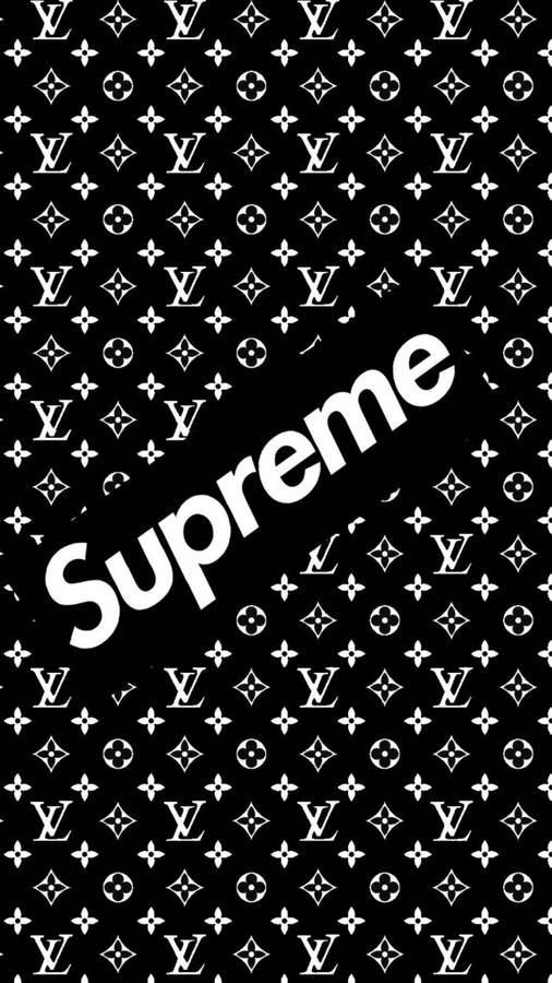 Black Supreme With Lv Monogram Logo Wallpaper