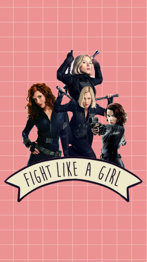 Black Widow Fight Like A Girl Marvel Aesthetic Wallpaper