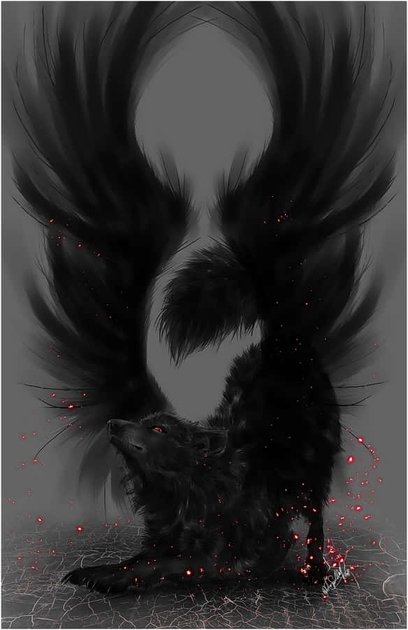 Black Winged Wolf Wallpaper