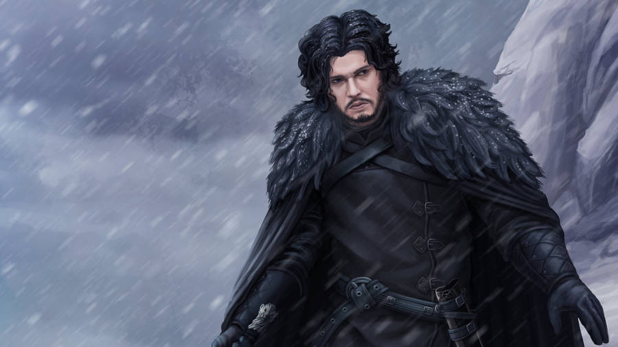 Black Winter Coat Jon Snow Game Of Thrones Wallpaper