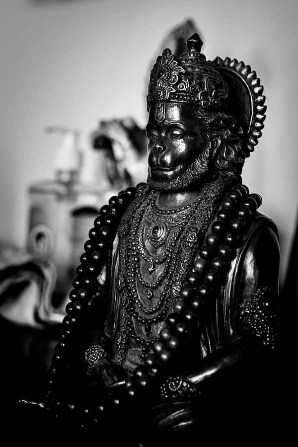 Blackand White Lord Hanuman Statue Wallpaper