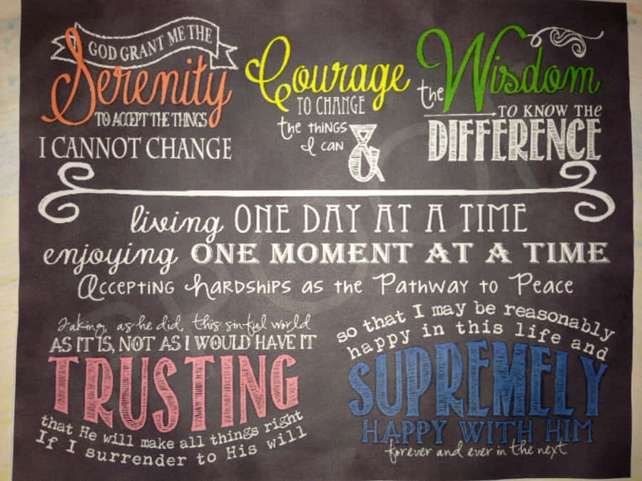 Blackboard Serenity Prayer Written With Chalk Wallpaper