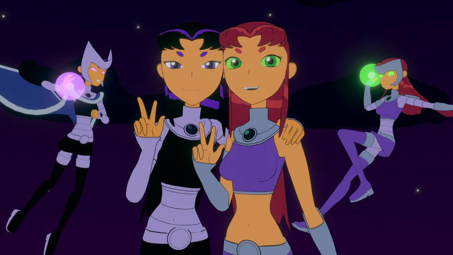 Blackfire And Starfire In Blue Wallpaper