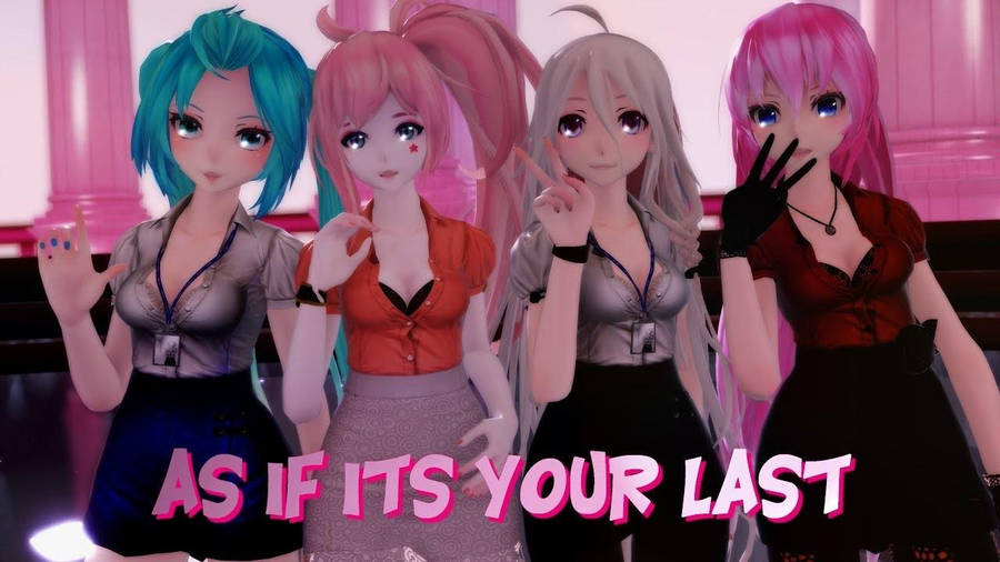 Blackpink Anime Girls Crossover Background Wallpaper