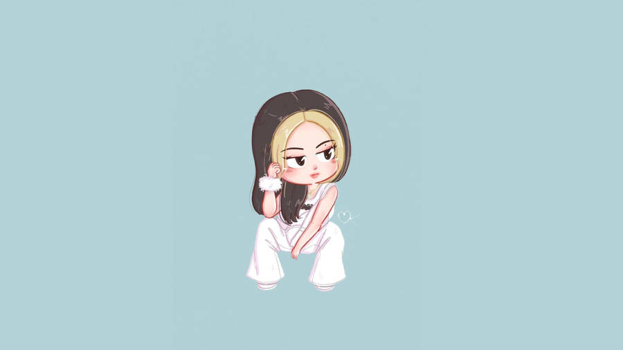 Blackpink Anime Style With All-white Jennie Wallpaper