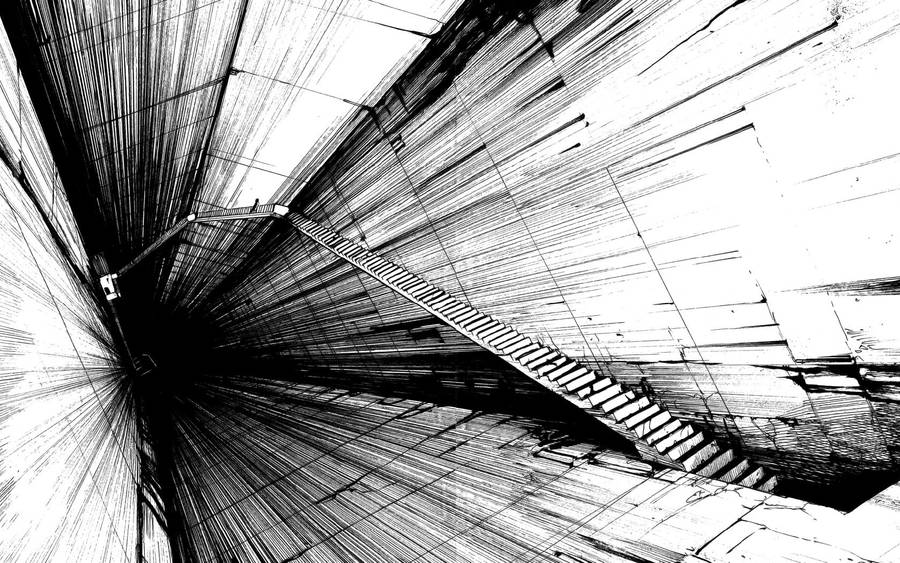 Blank And White Comic Art Staircase Wallpaper