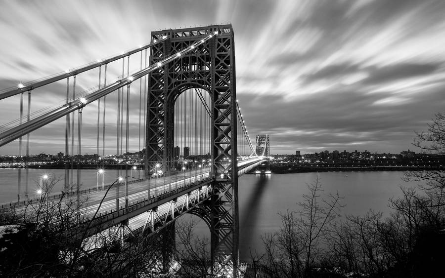 Blank And White George Washington Bridge Wallpaper