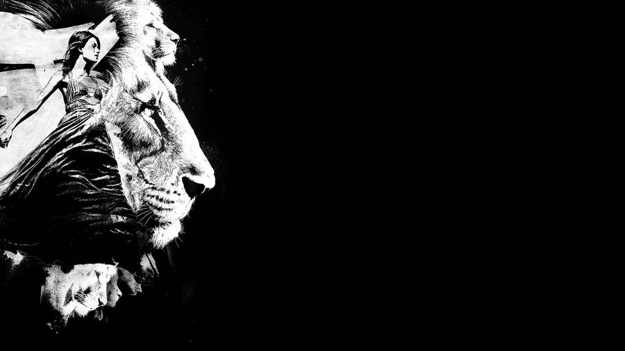 Blank And White Lion Side Profile Wallpaper